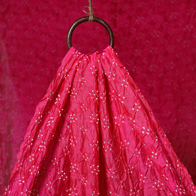 Pink - kutch tie-dye chanderi silk bandhani fabric 17