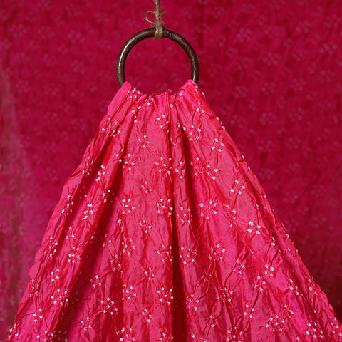 Pink - kutch tie-dye chanderi silk bandhani fabric 17