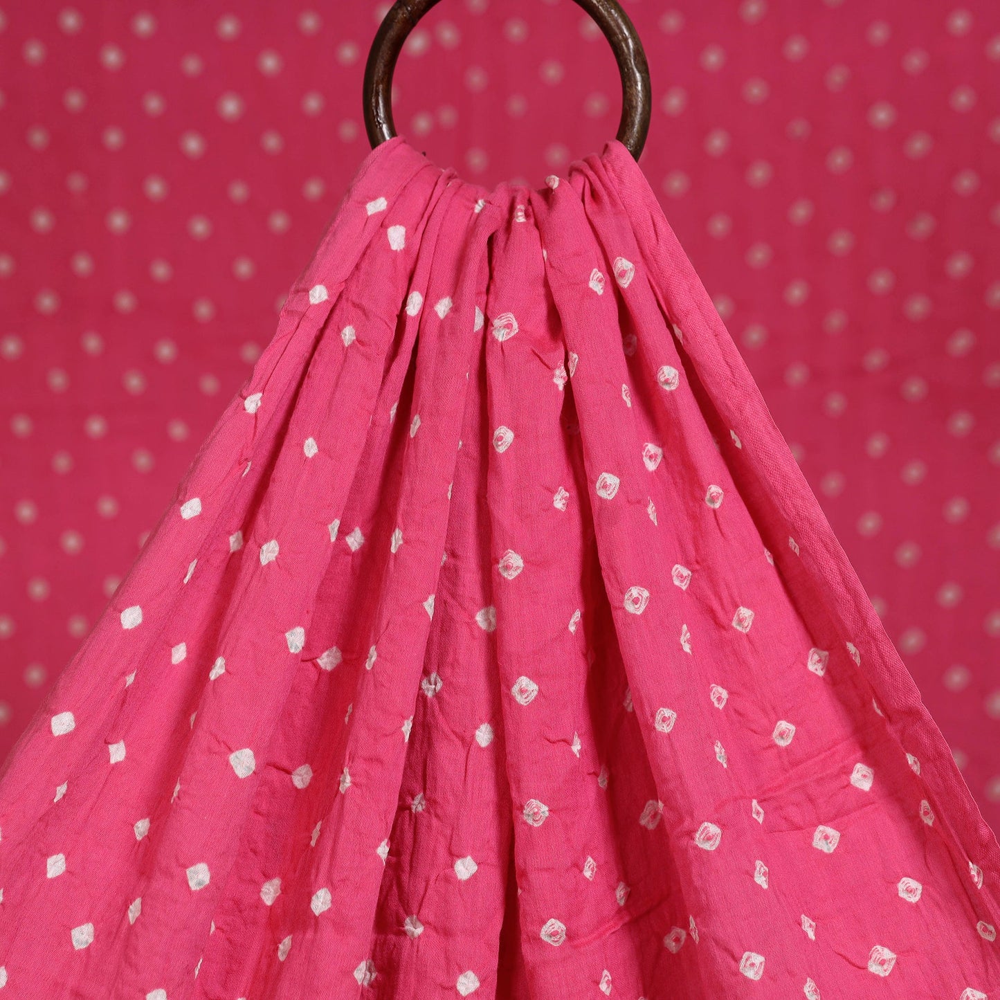 Pink - kutch tie-dye cotton bandhani fabric 05 - handcrafted