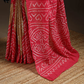 Pink - kutch tie-dye cotton bandhani saree with blouse 08