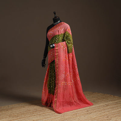 Kutch tie-dye cotton bandhani saree with blouse piece 30
