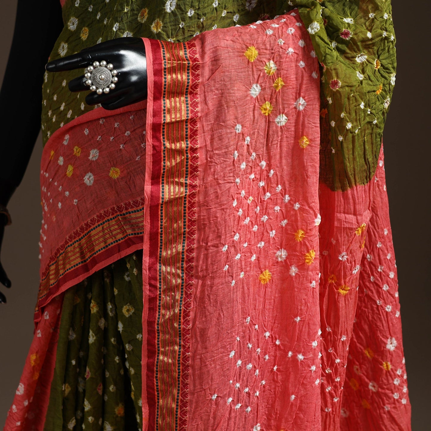 Kutch tie-dye cotton bandhani saree with blouse piece 30
