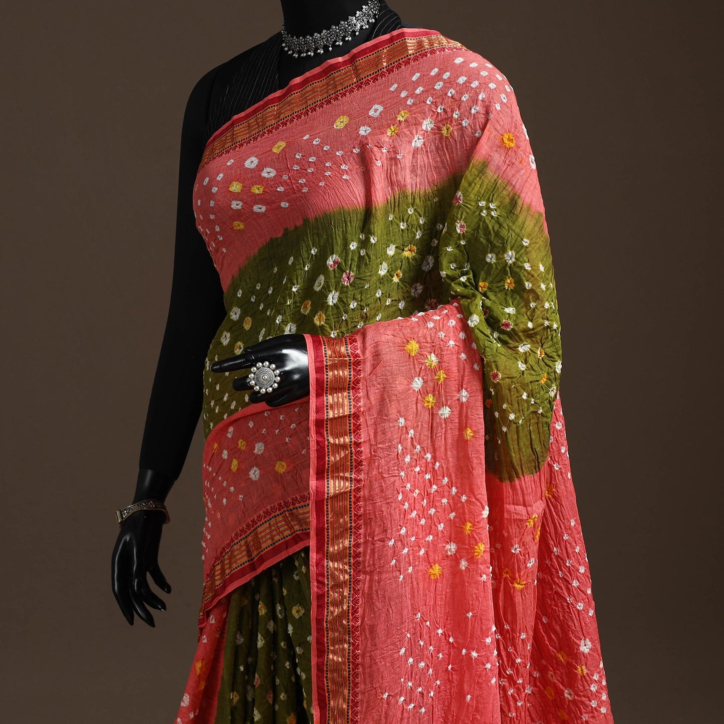 Kutch tie-dye cotton bandhani saree with blouse piece 30