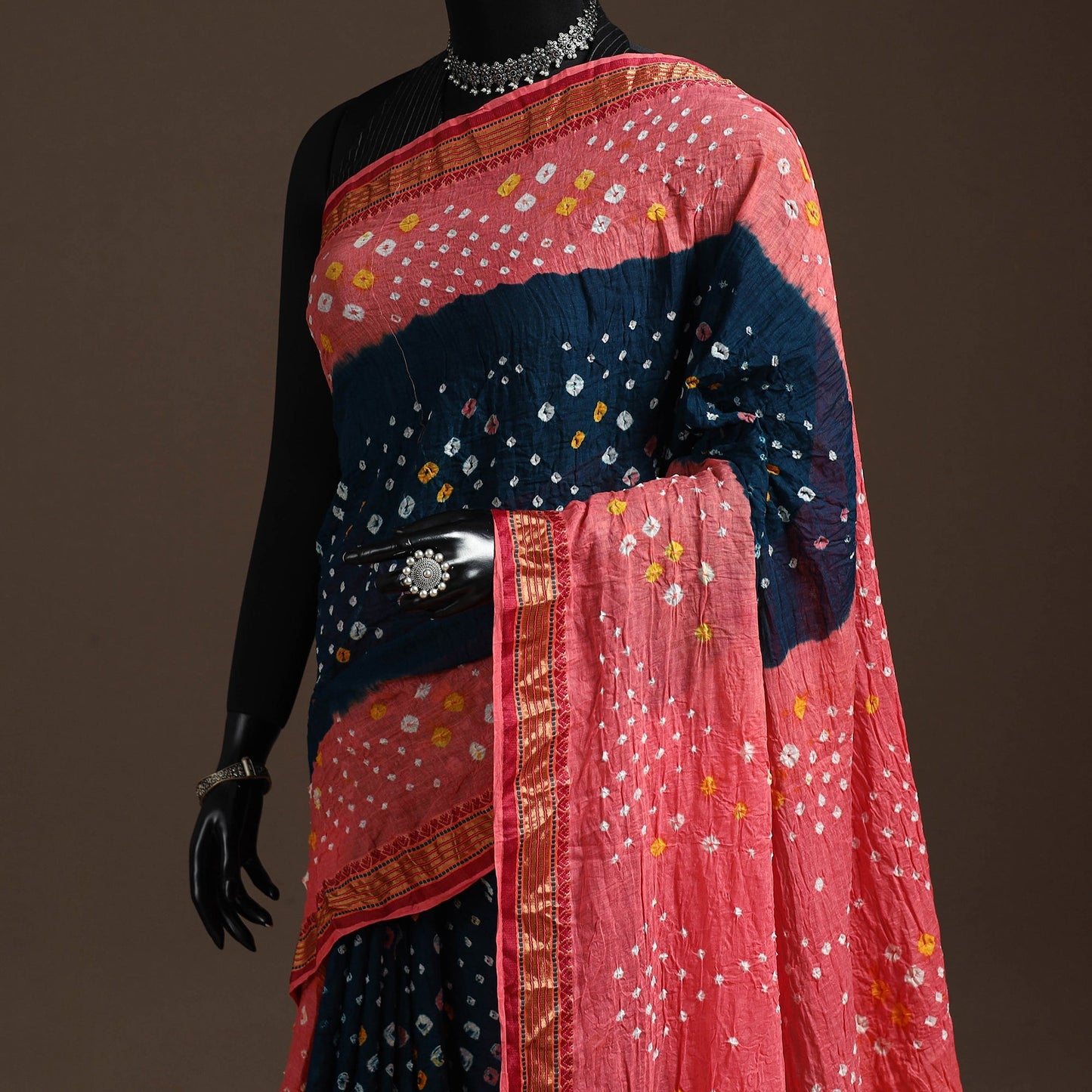 Kutch tie-dye cotton bandhani saree with blouse piece 35