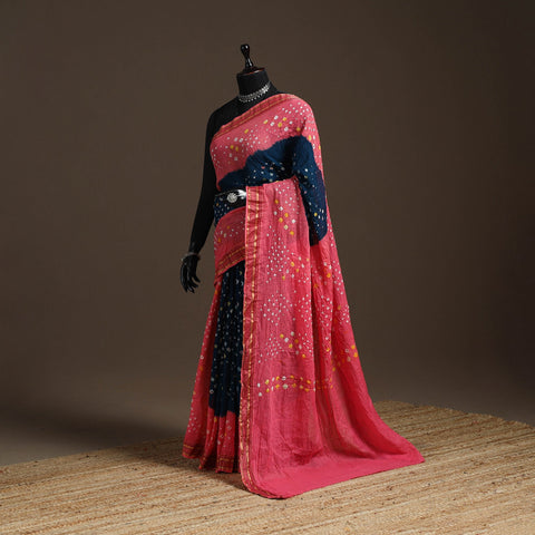 Kutch tie-dye cotton bandhani saree with blouse piece 40