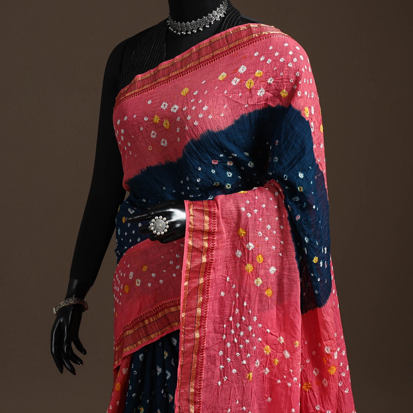 Kutch tie-dye cotton bandhani saree with blouse piece 40