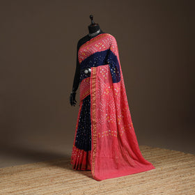 Kutch tie-dye cotton bandhani saree with blouse piece 47