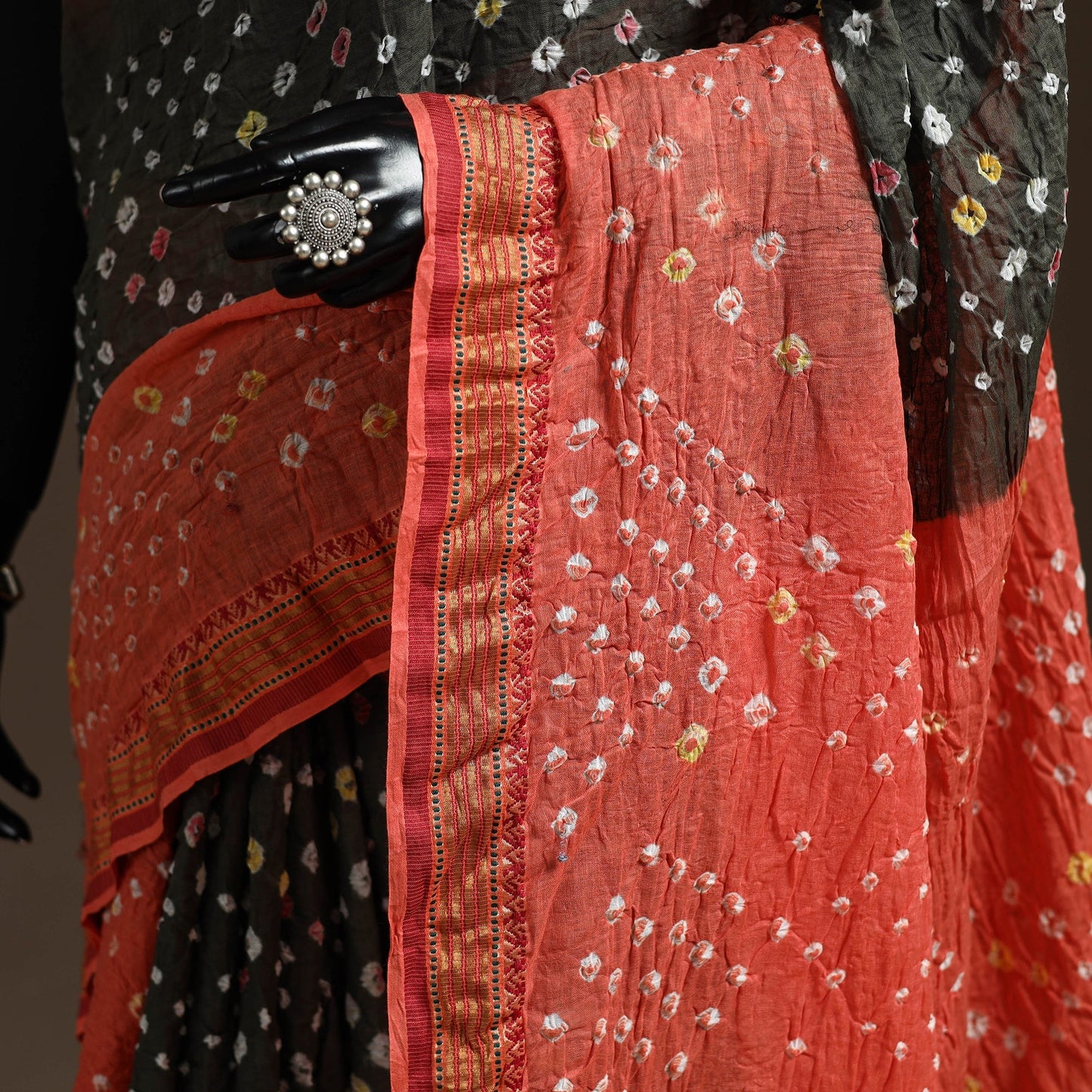 Kutch tie-dye cotton bandhani saree with blouse piece 48