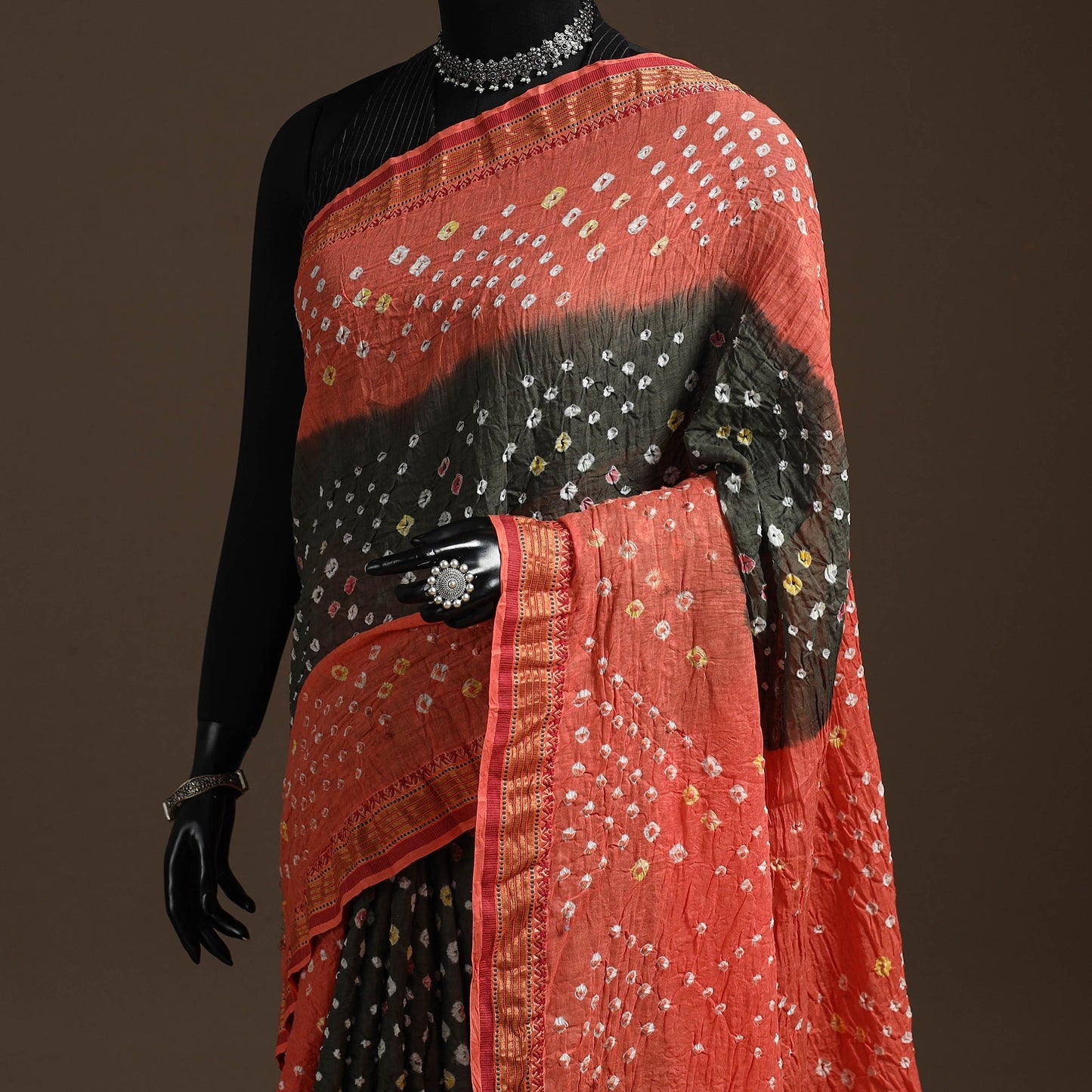 Kutch tie-dye cotton bandhani saree with blouse piece 48