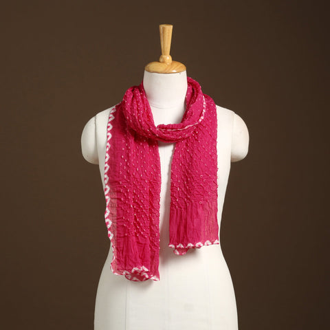 Pink Kutch Tie-Dye Cotton Bandhani Stole