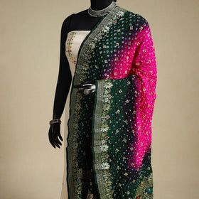 Pink - kutch tie-dye dupion silk zari work banarasi