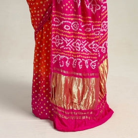 Pink - kutch tie-dye gajji silk bandhani saree with blouse