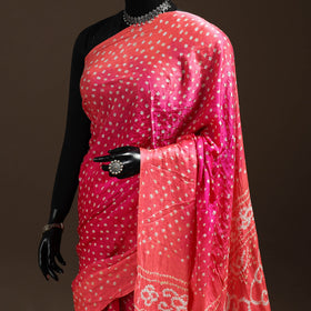 Pink - kutch tie-dye gajji silk bandhani saree with blouse