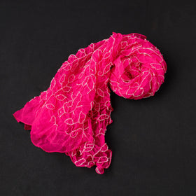 Kutch Tie & Dye Pink Georgette Bandhani Stole 