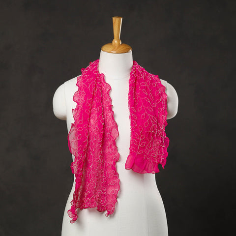 Kutch Tie & Dye Pink Georgette Bandhani Stole 