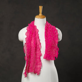 Kutch Tie & Dye Pink Georgette Bandhani Stole 