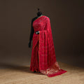 Pink - kutch tie-dye modal silk bandhani saree with zari