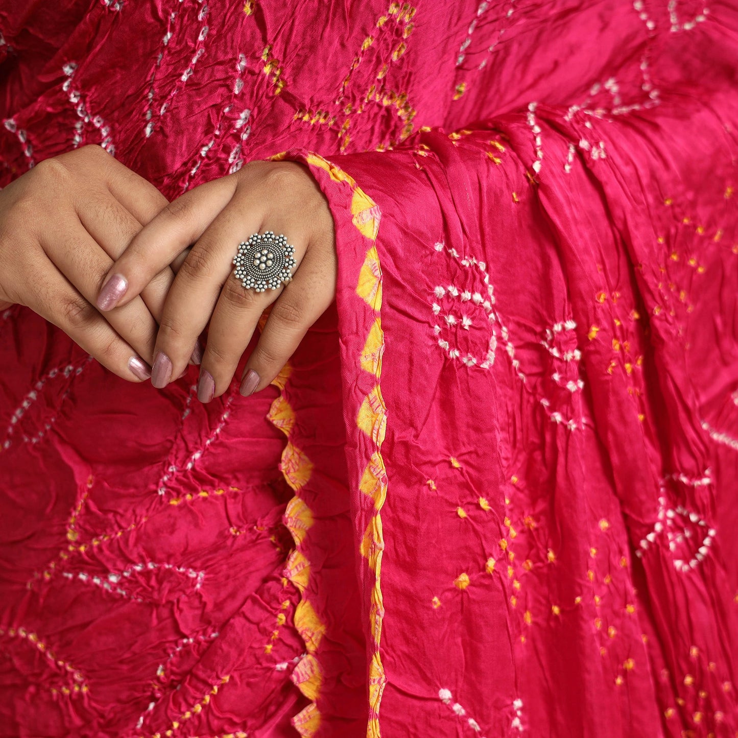Pink Kutch Tie-Dye Bandhani Saree 