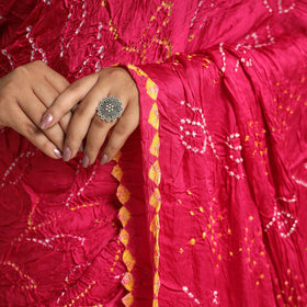 Pink Kutch Tie-Dye Bandhani Saree 