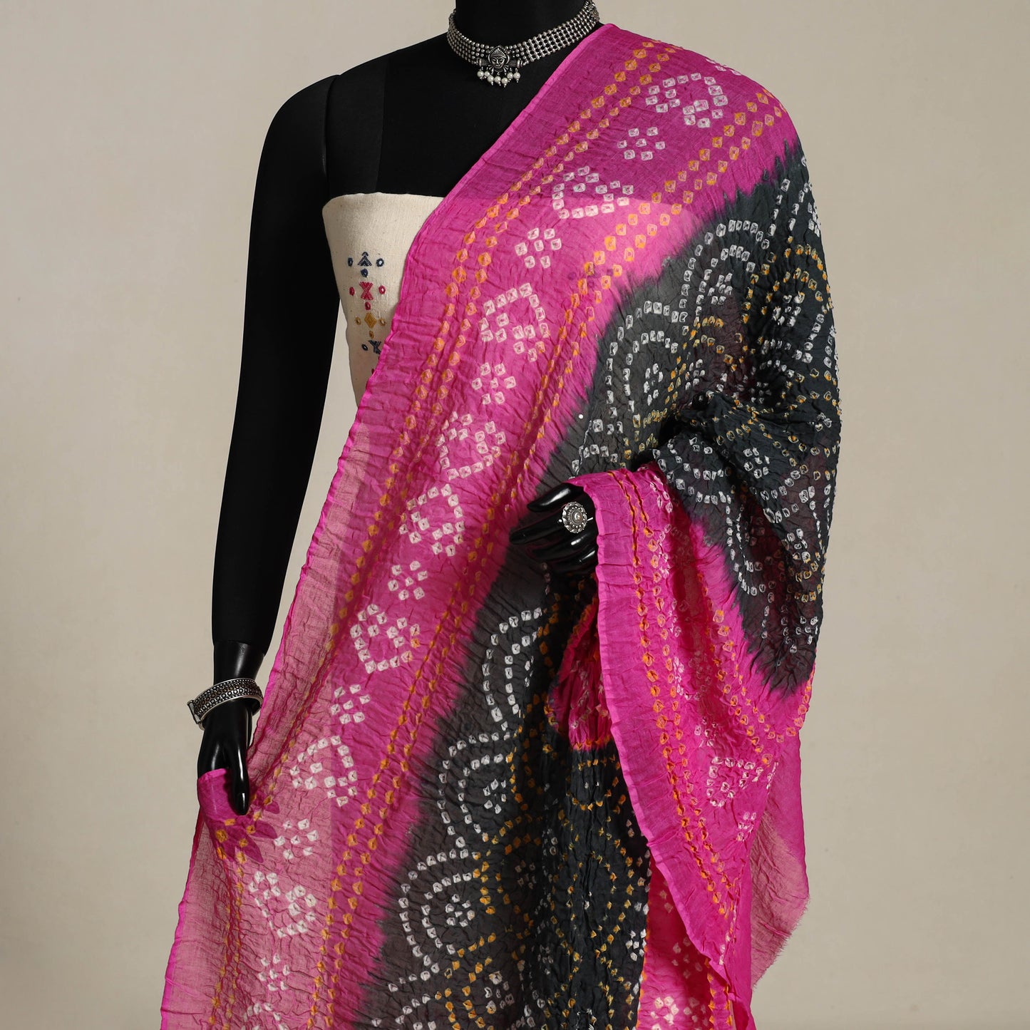 Pink Kutch Tie-Dye Mul Cotton Bandhani Dupatta