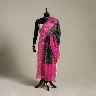 Pink Kutch Tie-Dye Mul Cotton Bandhani Dupatta