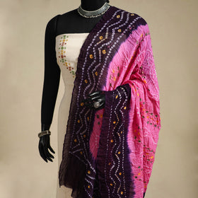 Pink - kutch tie-dye mul cotton bandhani dupatta 90