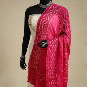 Pink - kutch tie-dye mul cotton bandhani dupatta 99