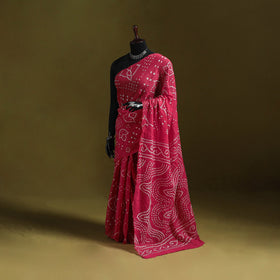 Kutch tie-dye pure cotton bandhani saree 09 - handcrafted
