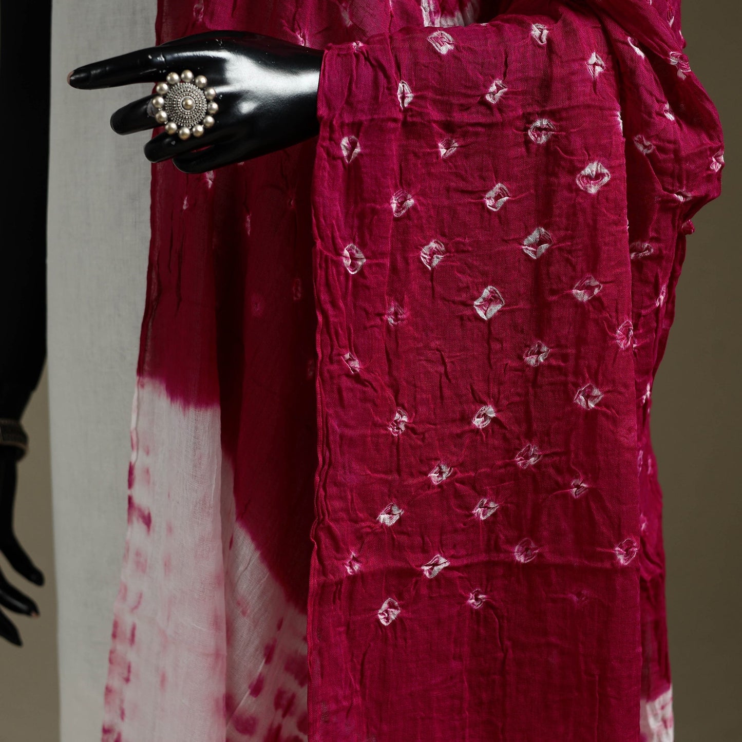 Kutch tie-dye mul cotton shibori bandhani dupatta 18