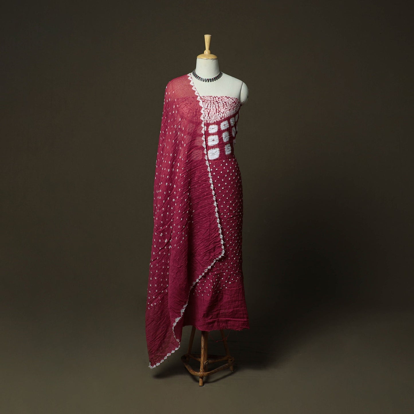 Kutch tie-dye satin cotton bandhani 3pc unstitched dress