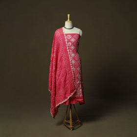 Kutch tie-dye satin cotton bandhani 3pc unstitched dress