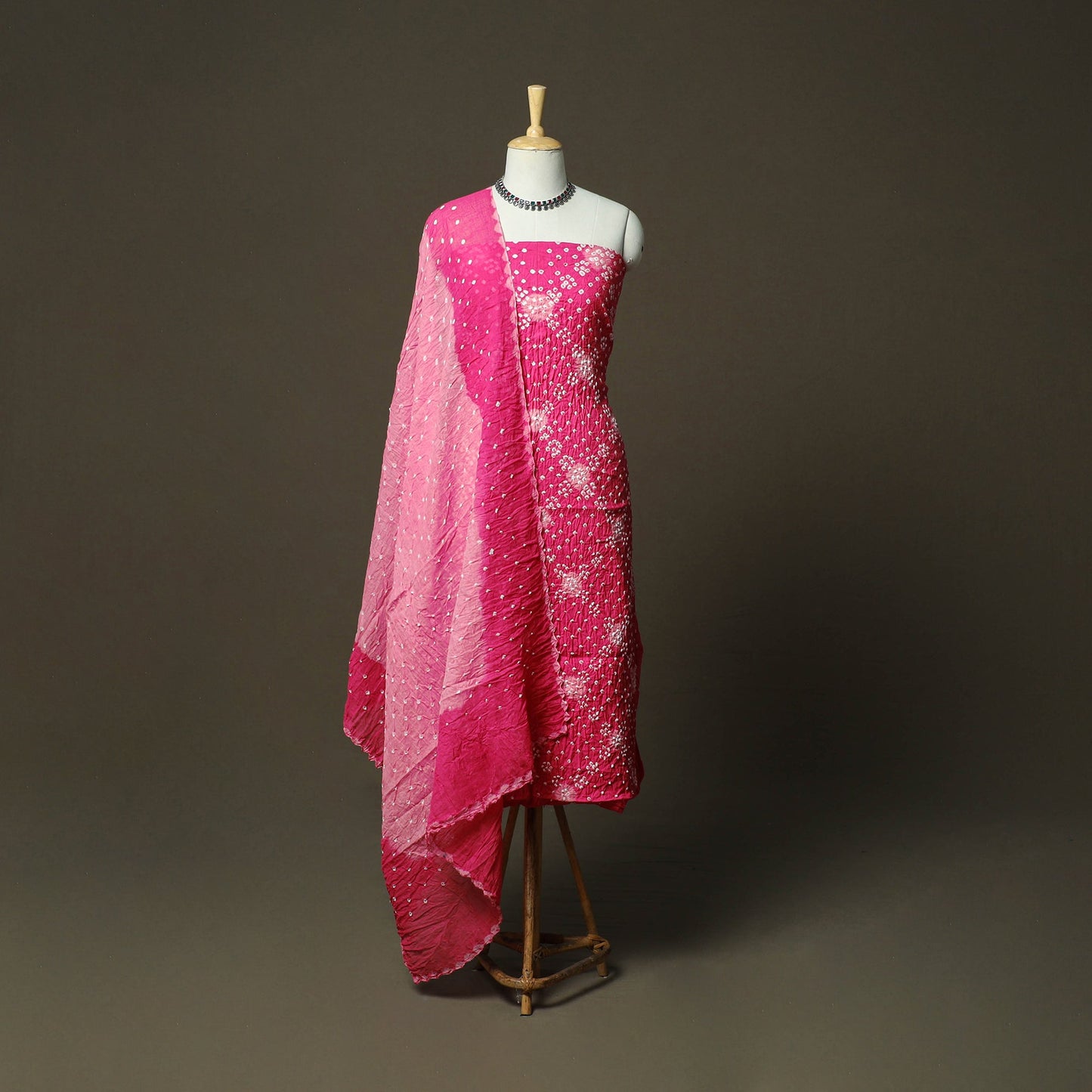 Kutch tie-dye satin cotton bandhani 3pc unstitched dress