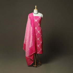 Kutch tie-dye satin cotton bandhani 3pc unstitched dress