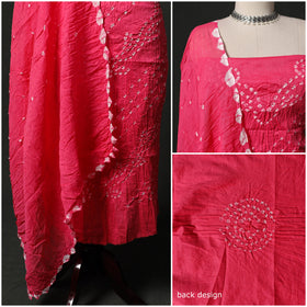 Kutch tie-dye satin cotton bandhani 3pc unstitched dress