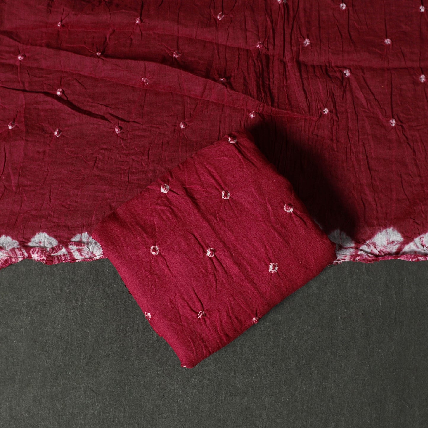 Kutch tie-dye satin cotton bandhani 3pc unstitched dress