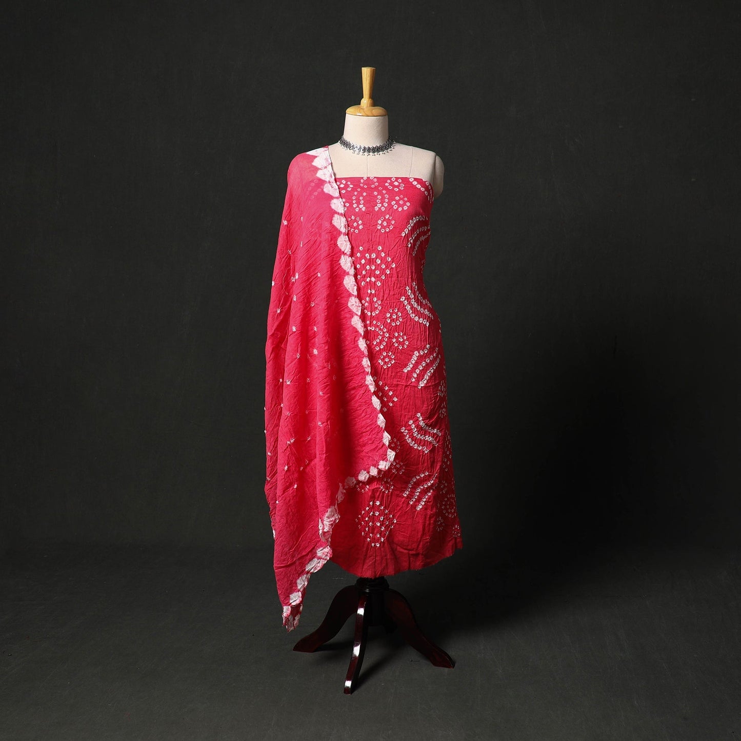 Kutch tie-dye satin cotton bandhani 3pc unstitched dress