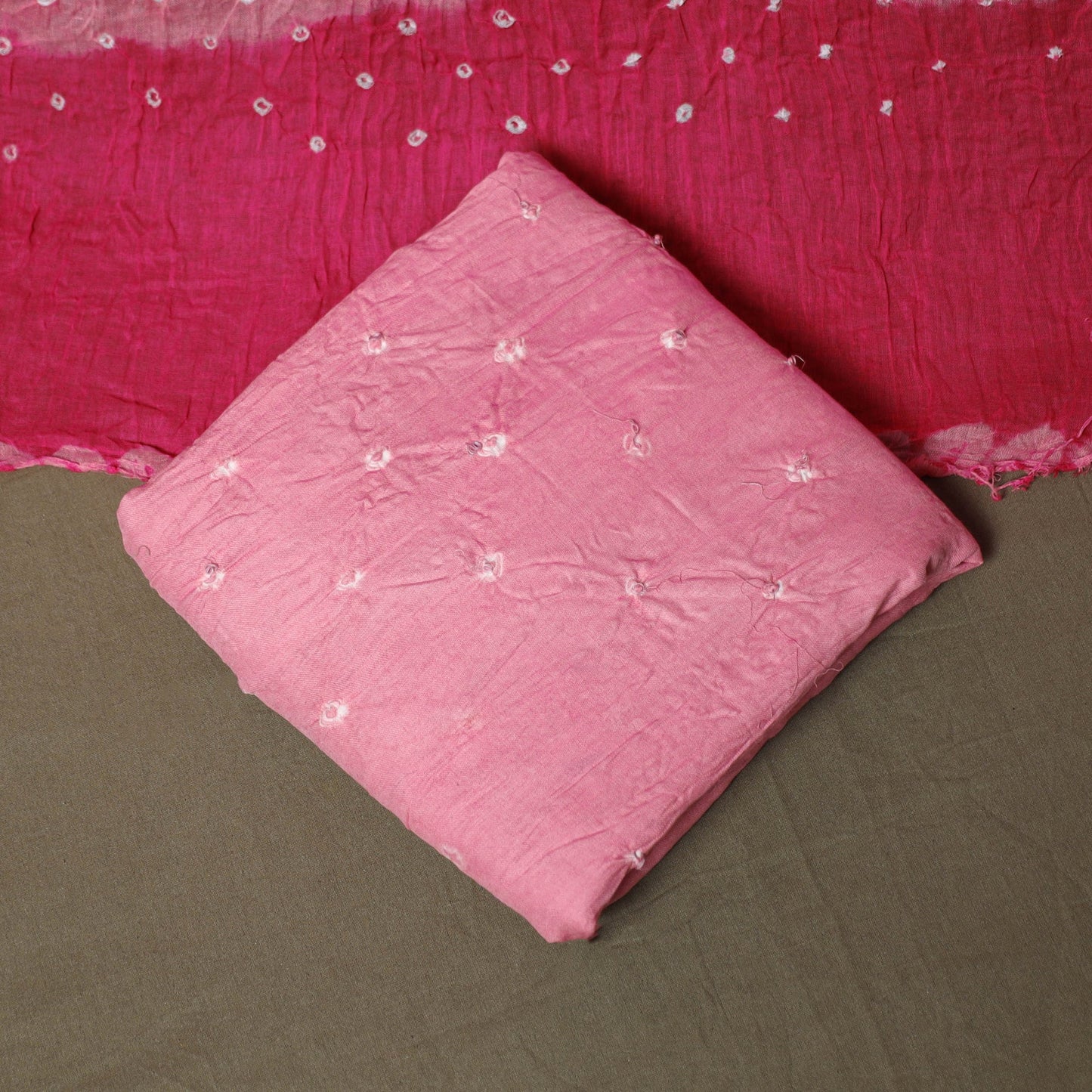 Kutch tie-dye satin cotton bandhani 3pc unstitched dress