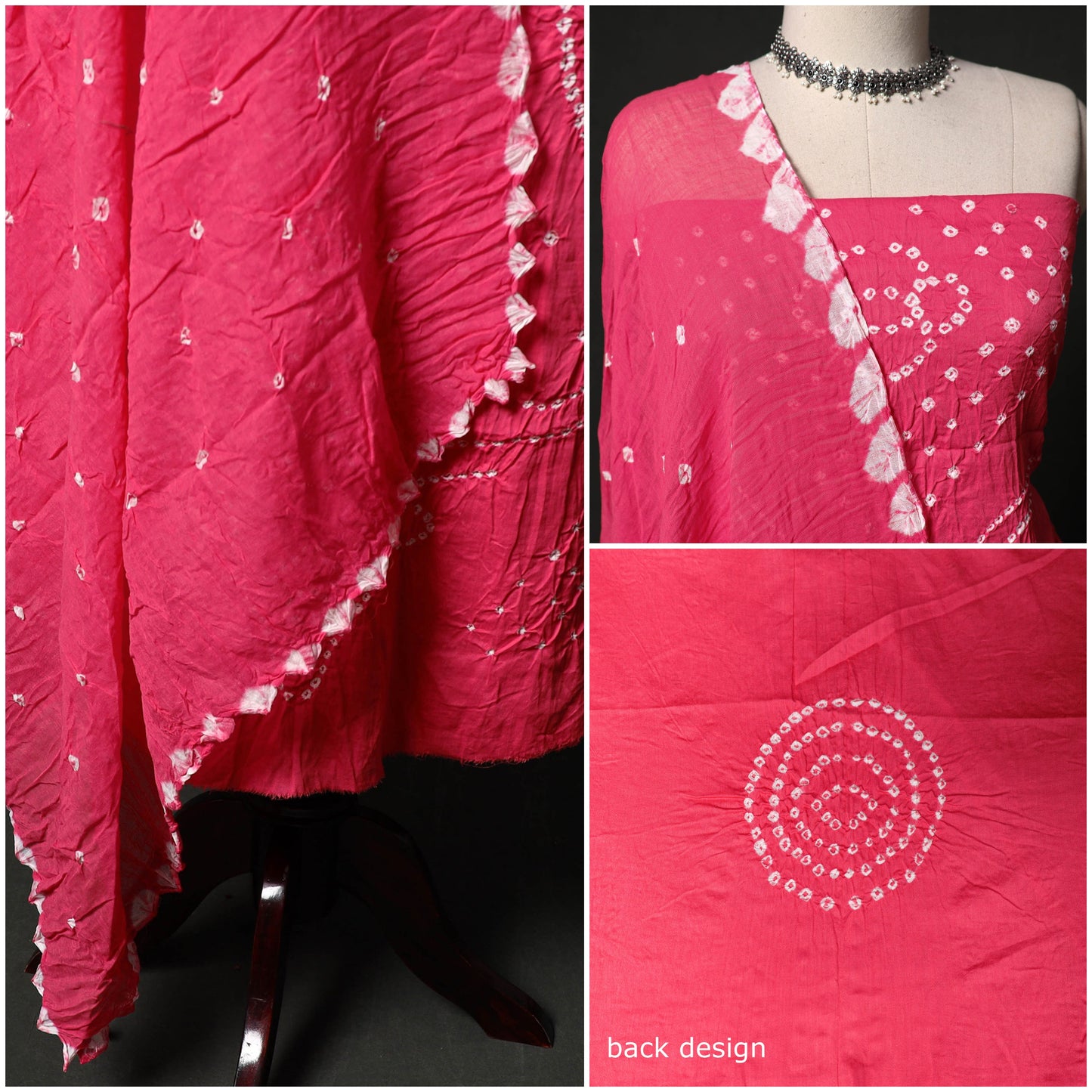 Kutch tie-dye satin cotton bandhani 3pc unstitched dress