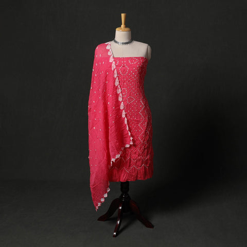Kutch tie-dye satin cotton bandhani 3pc unstitched dress