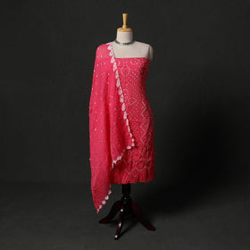 Kutch tie-dye satin cotton bandhani 3pc unstitched dress