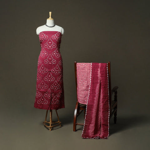 Kutch tie-dye satin cotton bandhani 3pc unstitched dress