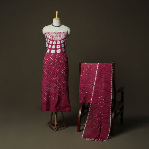 Kutch tie-dye satin cotton bandhani 3pc unstitched dress