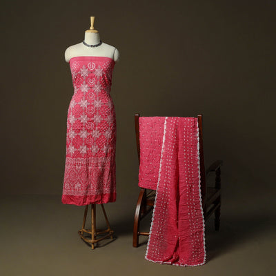 Kutch tie-dye satin cotton bandhani 3pc unstitched dress