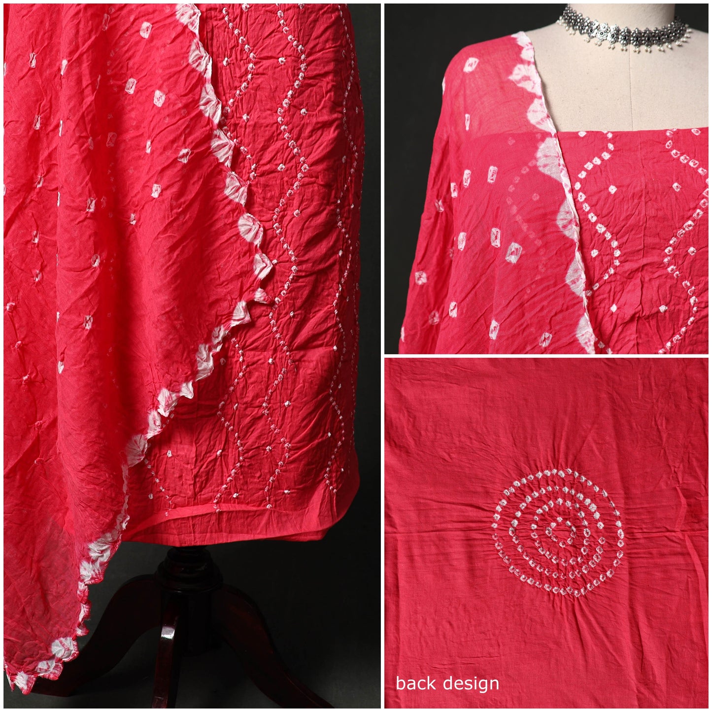 Kutch tie-dye satin cotton bandhani 3pc unstitched dress