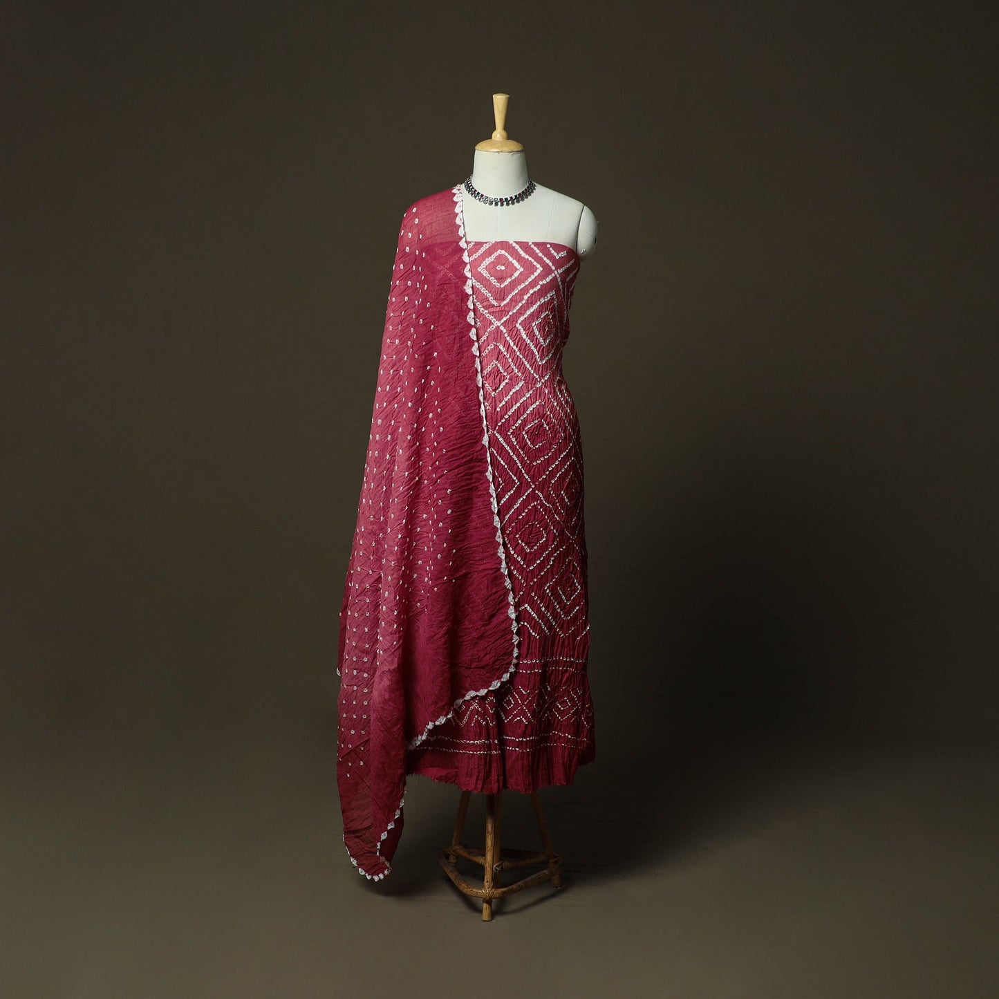 Kutch tie-dye satin cotton bandhani 3pc unstitched dress