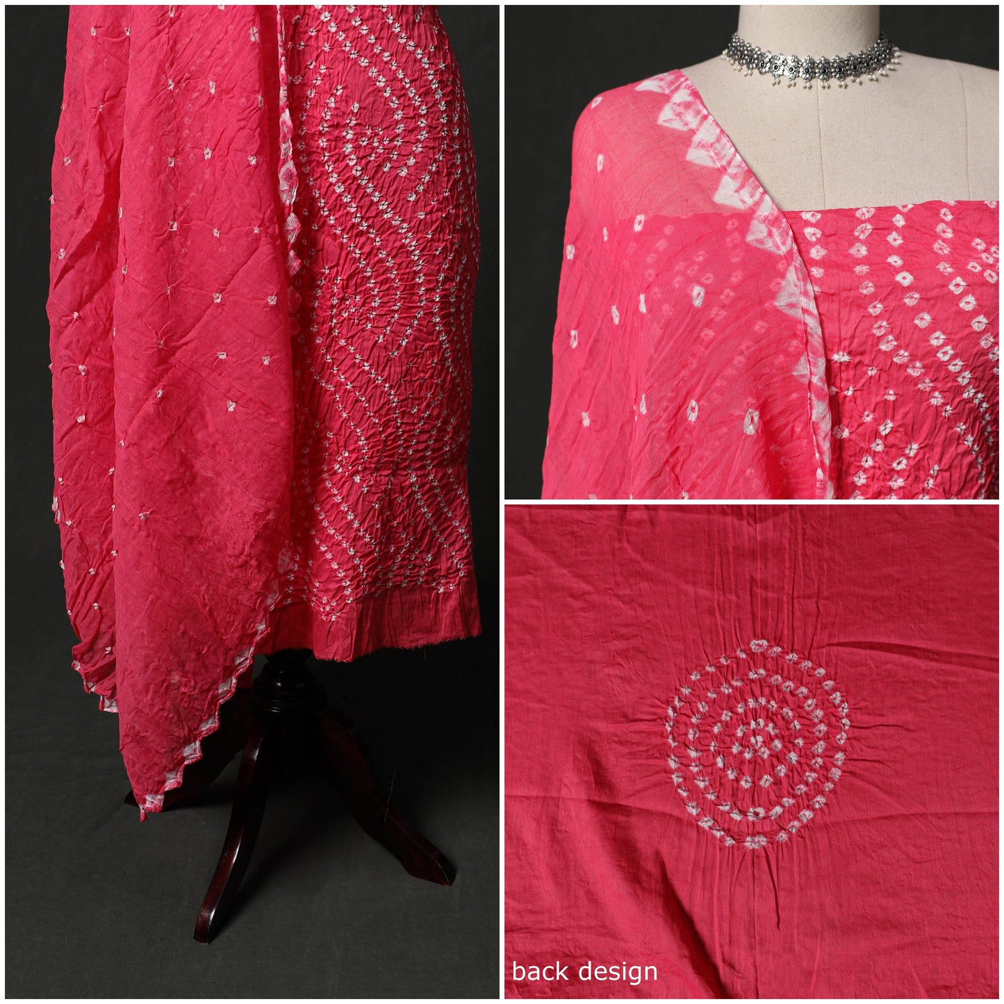 Kutch tie-dye satin cotton bandhani 3pc unstitched dress