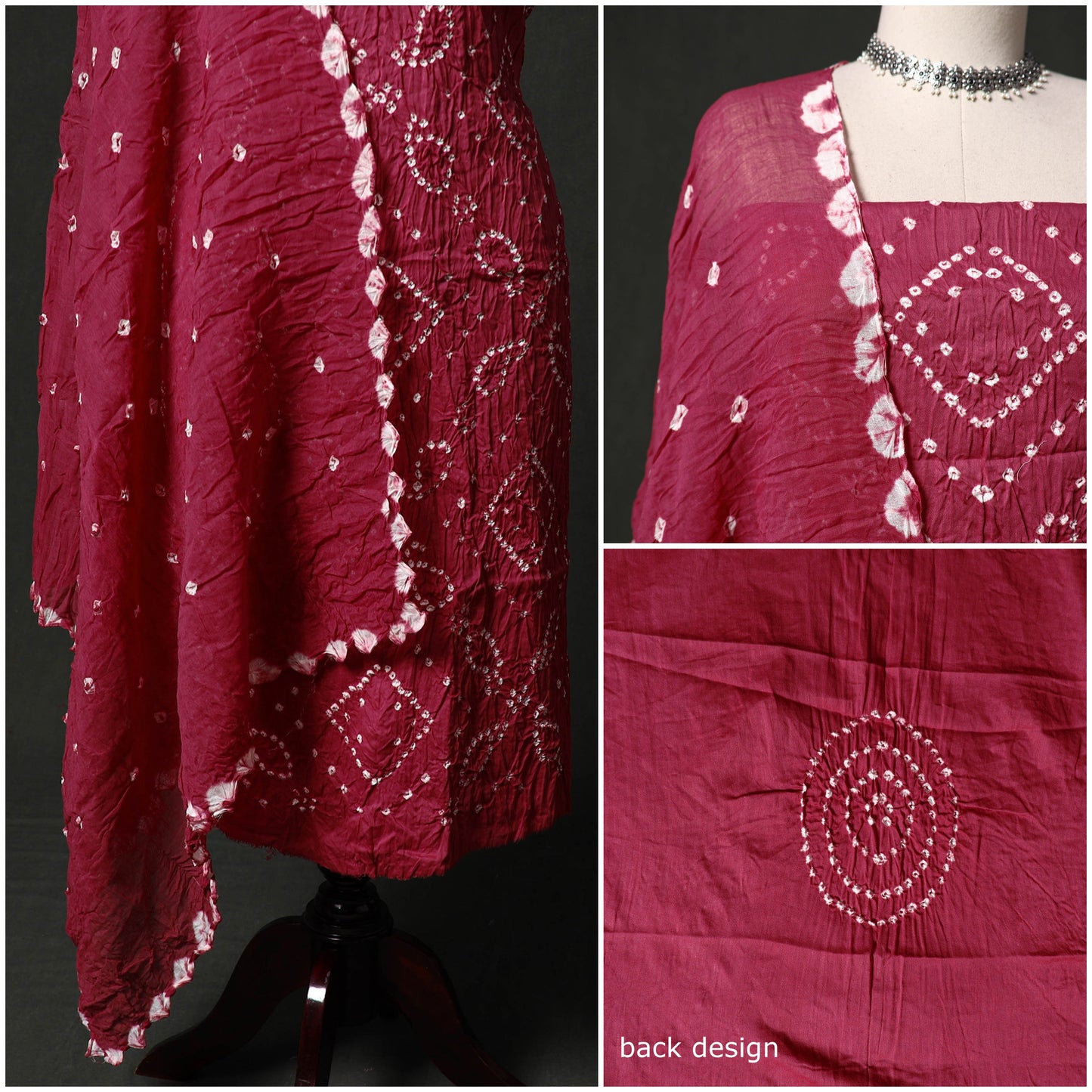 Kutch tie-dye satin cotton bandhani 3pc unstitched dress