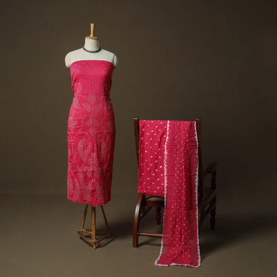 Kutch tie-dye satin cotton bandhani 3pc unstitched dress