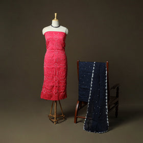 Kutch tie-dye satin cotton bandhani 3pc unstitched dress