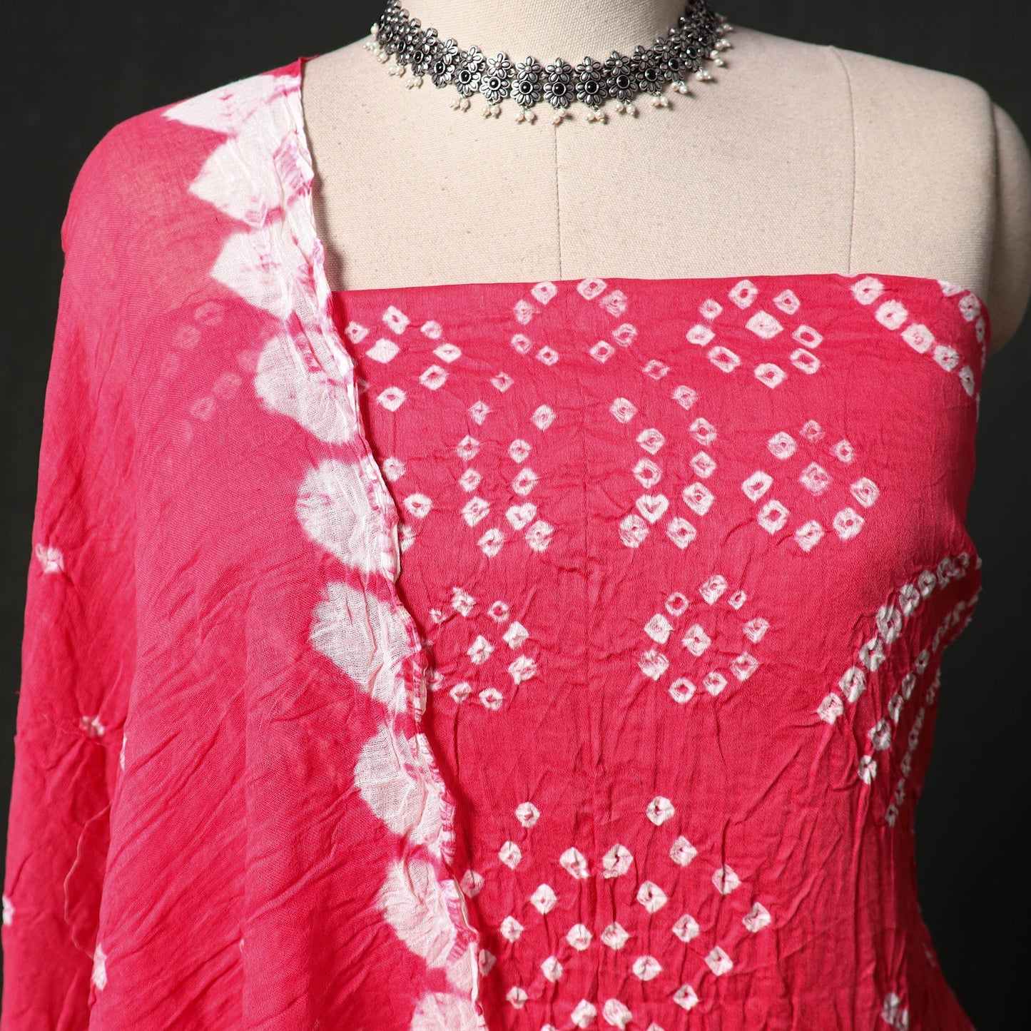 Kutch tie-dye satin cotton bandhani 3pc unstitched dress
